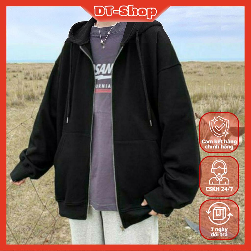 Áo Khoác hoodie form rộng Đen Khoá Kéo Siêu Hot 2024 dành cho nam