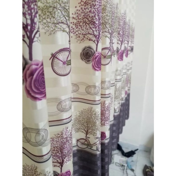 Rèm cửa sổ, rèm trang trí phòng ngủ hoa văn xe đạp siêu đẹp