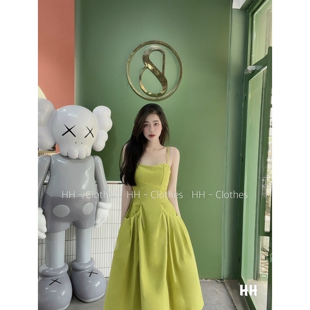 Váy xanh li túi cúp ngực