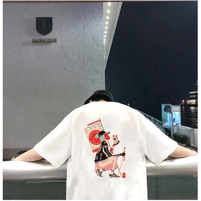 Áo thun unisex độc lạ phong cách Nhật Bản form rộng vải dày mịn 2019T1851