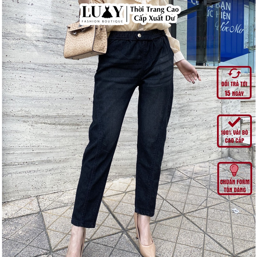 Quần jean nữ cao cấp cạp chun co giãn 4 chiều Luxy V201 đủ size từ 40kg-75kg