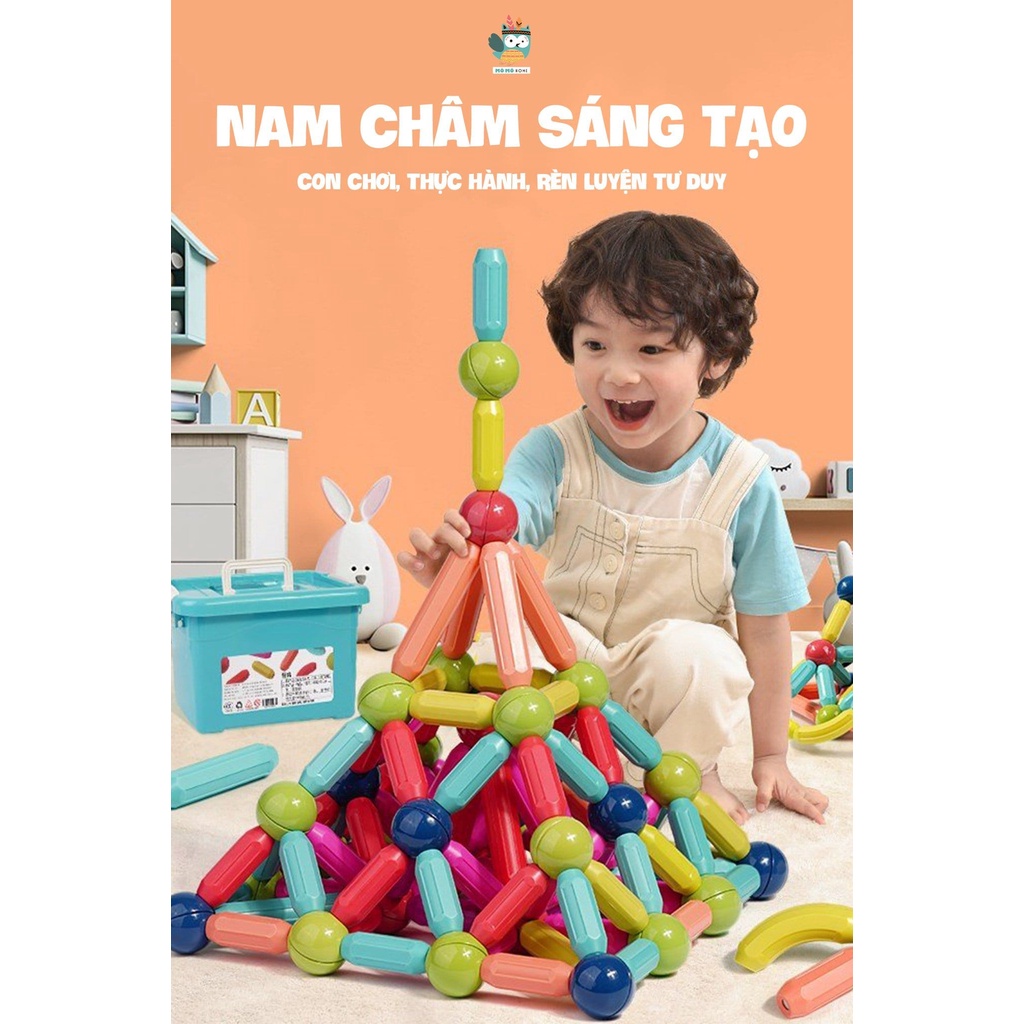 Đồ Chơi Xếp Hình Nam Châm Từ Tính, Đồ Chơi Thông Minh, Tư Duy, Sáng Tạo cho bé 64 chi tiết