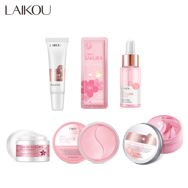 Set 6 Mỹ Phẩm LAIKOU Chiết Xuất Hoa Anh Đào Chăm Sóc Da