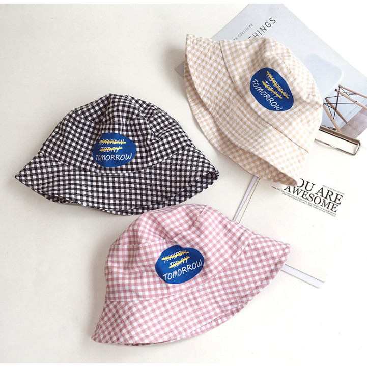 Mũ vành họa tiết caro dễ thương Hàn Quốc cho bé 1 - 3 tuổi M762