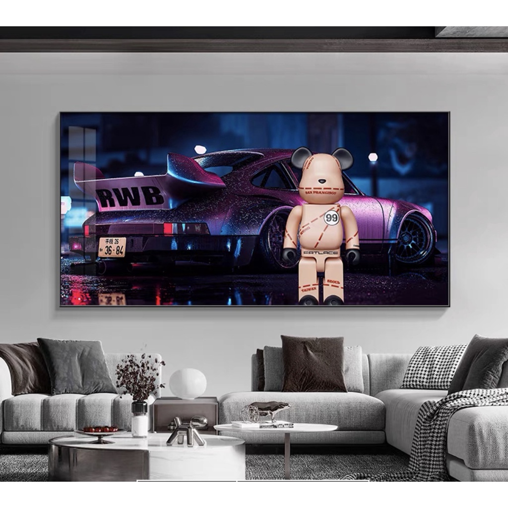Tranh Treo Tường Chú Gấu bearbrick/ Kaws / Siêu Xe/ Treo Tường Phòng Khách/ Phòng Game/ Quà Tặng Khách Hàng