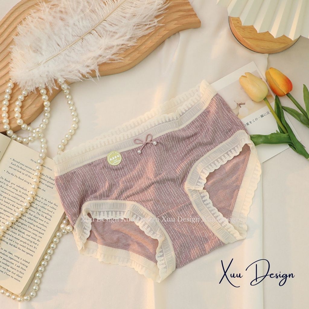 Quần lót nữ Wexuu Design, Quần lót cotton lạnh cao cấp phối ren sexy chất liệu mềm mại thoáng khí - QC50