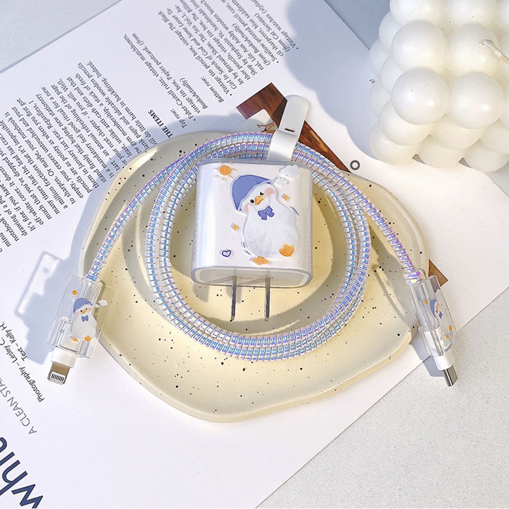 Phụ Kiện Bảo Vệ Dây Cáp Sạc Điện Thoại Qipin 18W 20W Chống Trầy Xước Họa Tiết Hoạt Hình Dễ Thương