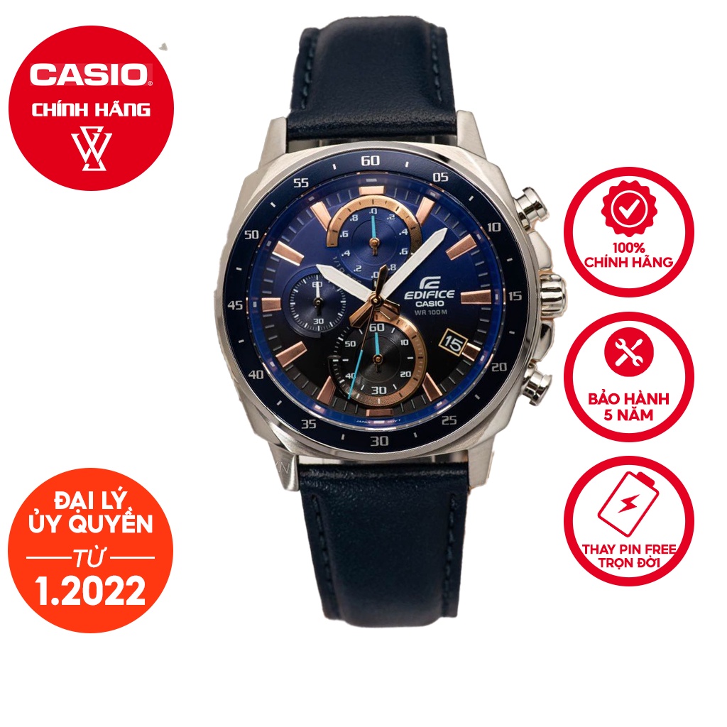 Đồng Hồ Quartz Nam Casio Edifice WATCHSTORE EFV-600L-2AVUDF, Mặt Kính Khoáng 43.8mm, Dây Da Và Vỏ Thép Không Gỉ