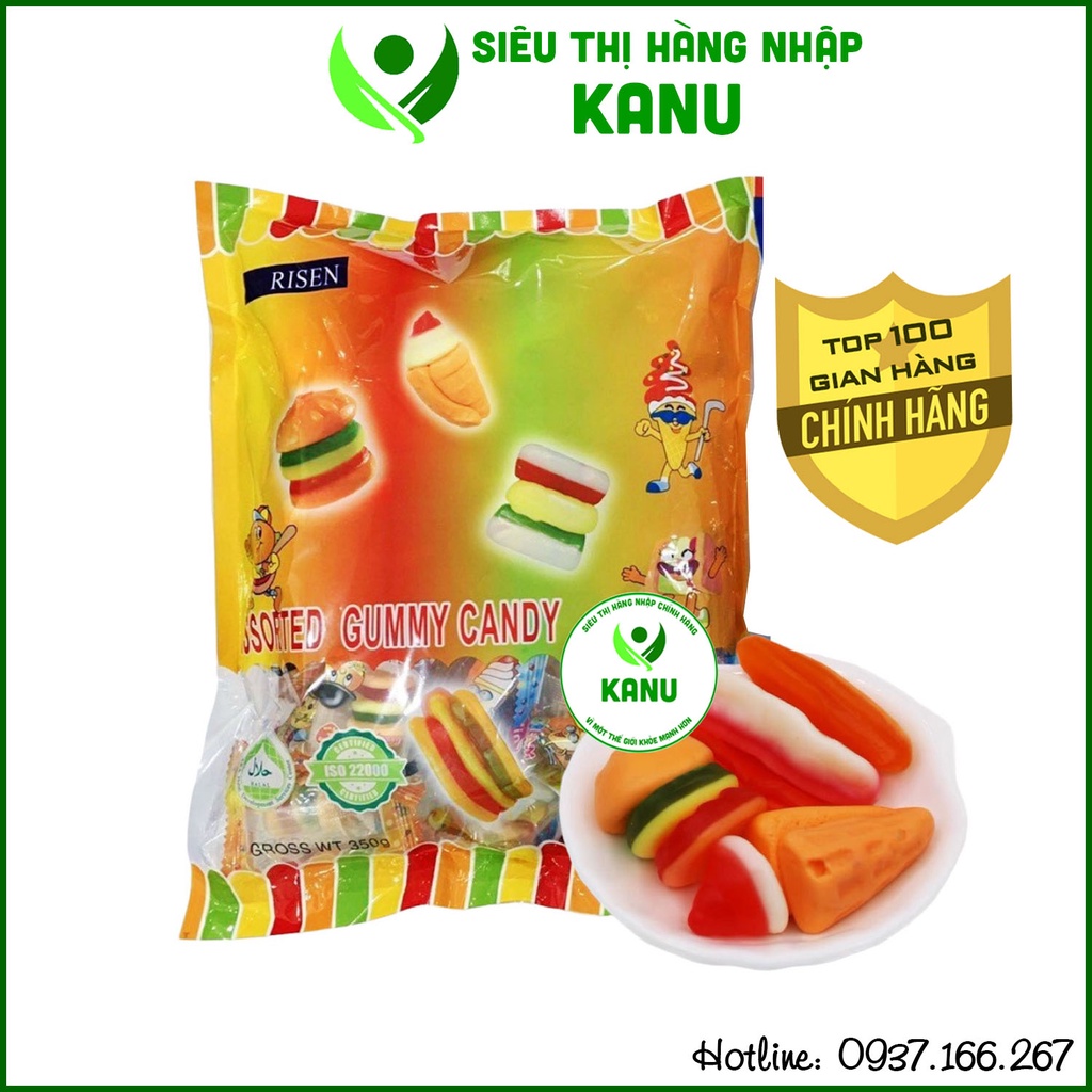 Kẹo dẻo hình fashfood Gummy Candy Risen Mỹ 350g cho bé ăn vặt ngon