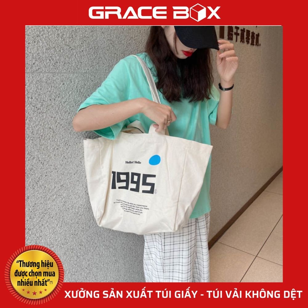 Túi Vải Canvas Bộ Sưu Tập &quot;Your Life&quot; Siêu Thị Bao Bì Grace Box