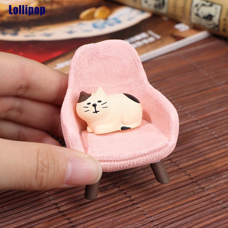 Set ghế sofa và chú mèo đồ chơi mini dành cho trang trí nhà búp bê