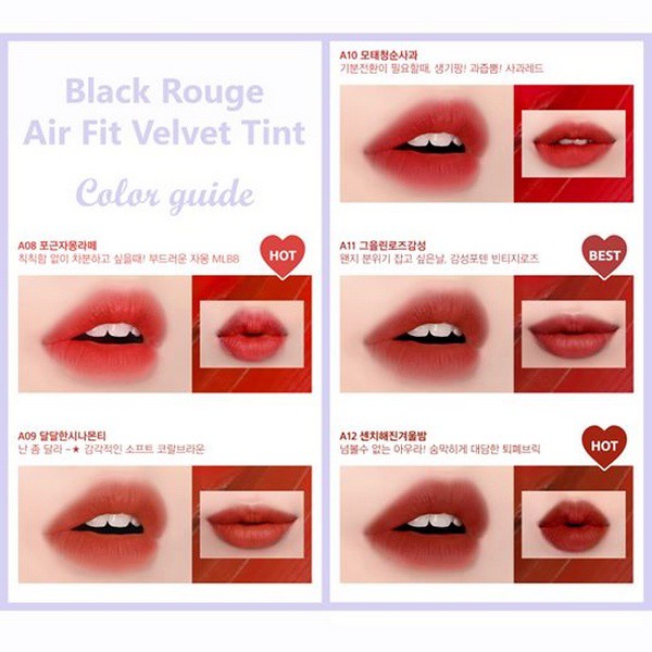 Son kem lì Black Rouge A11 -Màu hồng cháy  Air Fit Velvet