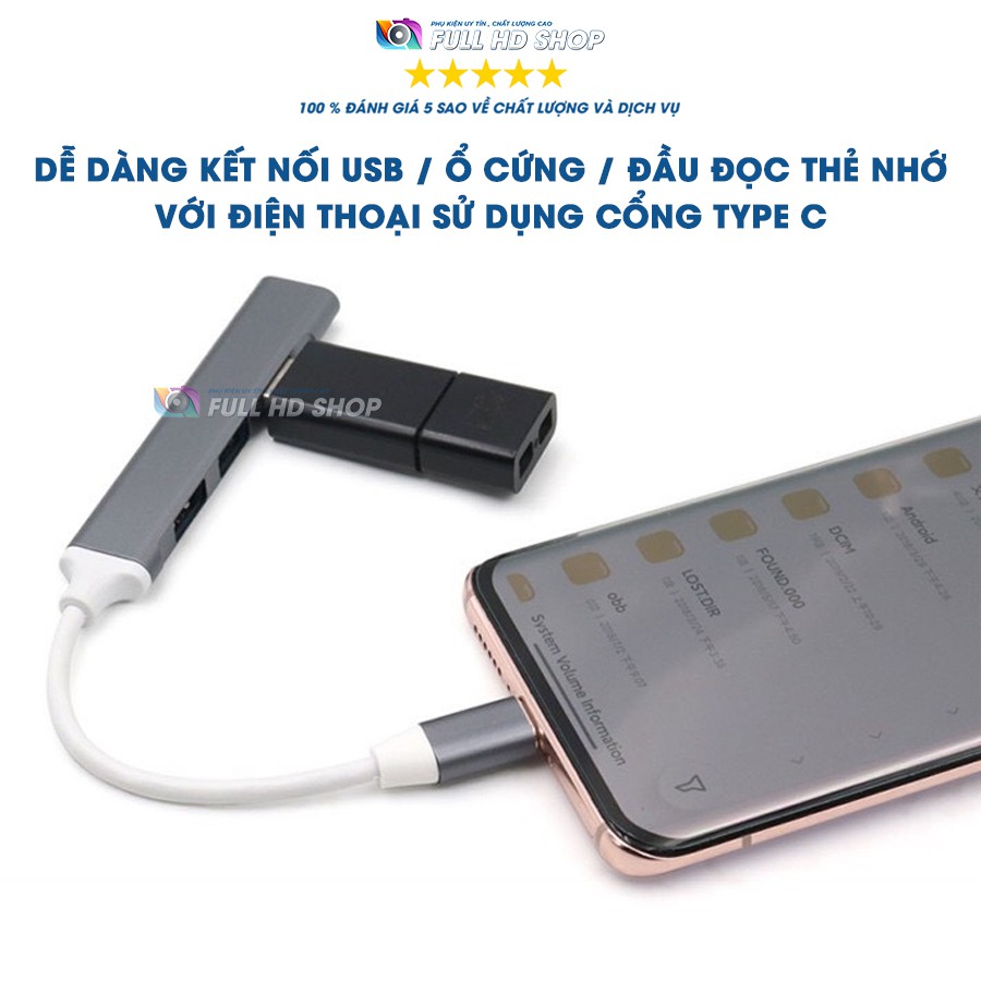 Cổng Chuyển Đổi Type C Sang USB Phụ Kiện Macbook Chia Cổng USB Full HD Shop Mã HD04