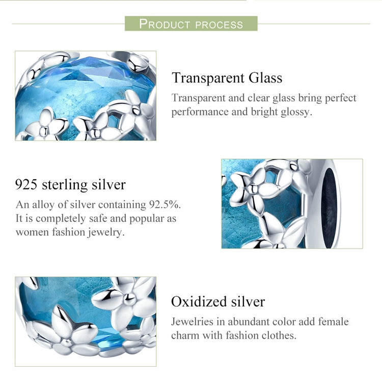 Hạt Phụ Kiện Bamoer SCC878 Bằng Bạc 925 Hình Hoa Tự Làm Trang Sức Vòng Tay