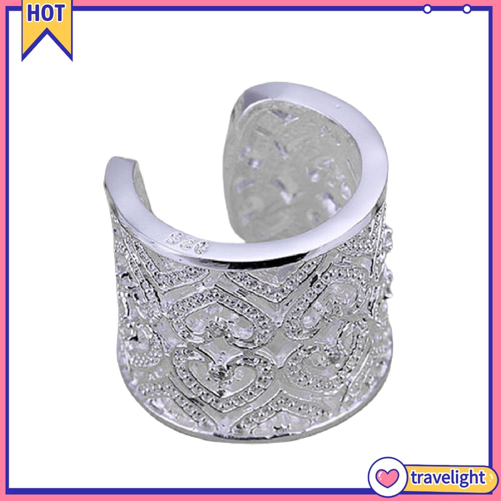Nhẫn hở hình trái tim nhỏ đính đá có thể điều chỉnh