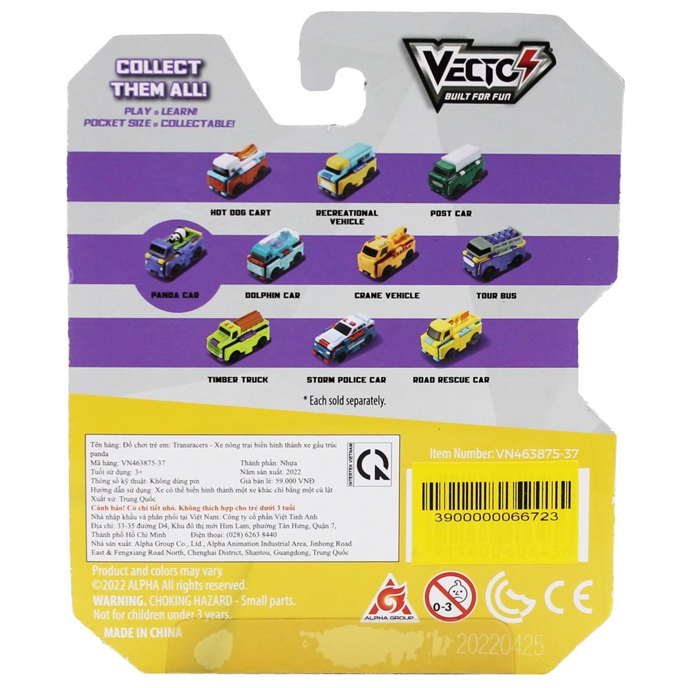 Đồ Chơi Xe Biến Hình Transracers Panda Car / Farm Truck - Vecto VN463875-37