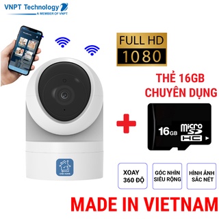 Camera IP Wifi VNPT Technology ONE HOME HVIP02 xoay 360 quan sát rõ ngày và đêm kèm thẻ 16Gb hàng Việt Nam