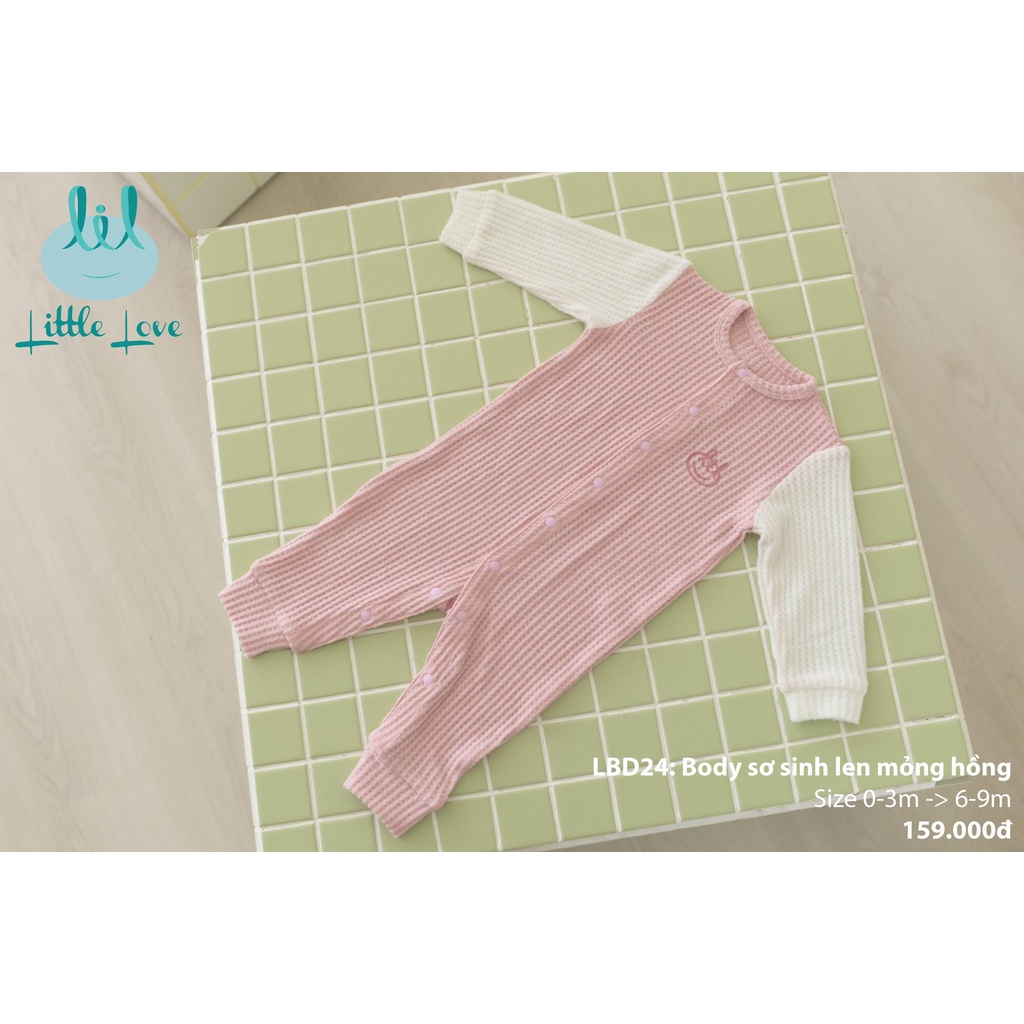 Little Love body dài tay sơ sinh cài thẳng len vừa thu đông cho bé 0- 9 tháng