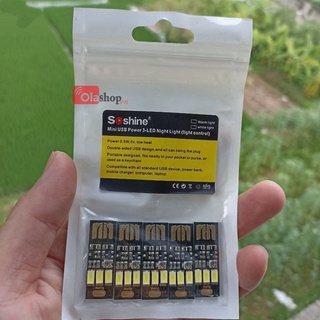 Đèn 3 LED mini cảm biến ánh sáng – cắm cổng USB – tự bật khi trời tối – tiết kiệm điện