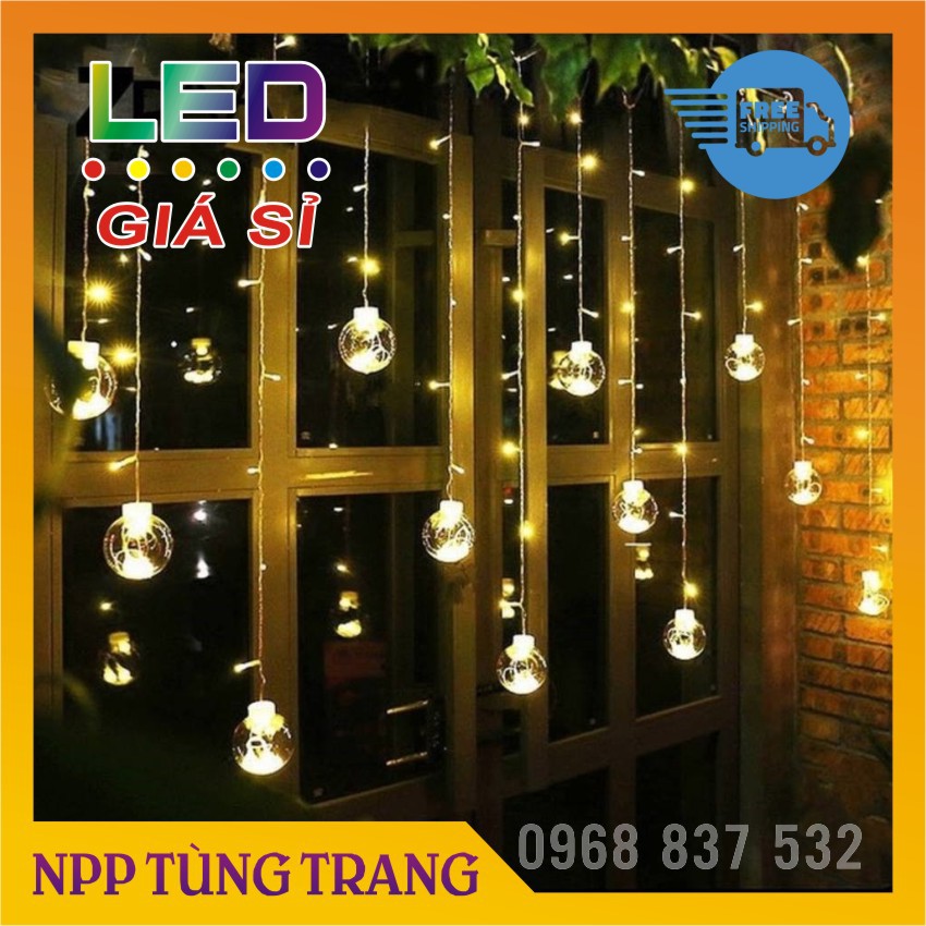 ĐÈN LED DÂY NHÁY BANH THẢ RÈM DÀI 5M, 12 BÓNG ĐƯỜNG KÍNH 8CM