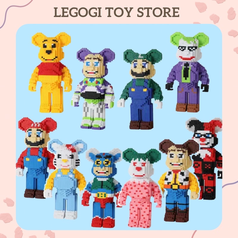 Đồ chơi xếp hình LEGOGI GẤU BEARBRICK Noel 32CM gạch răng cưa mô hình lắp ghép lắp ráp
