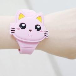 Đồng Hồ Đeo Tay Silicone Hình Mèo Hoạt Hình Cho Bé