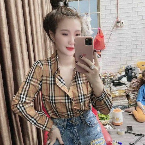 Áo sơ mi caro BB phôm rộng vải cao cấp