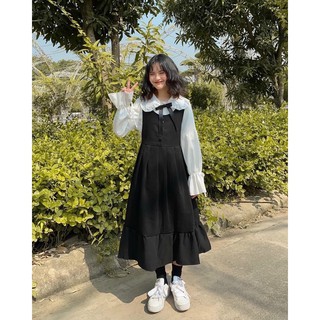 Set áo sơ mi kèm đầm yếm