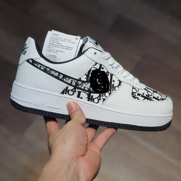 Giày sneaker air force 1, giày thể thao af1 dior trắng đế đen nam nữ đủ size