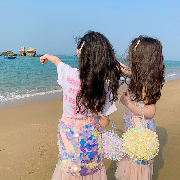 Chân Váy Nàng Tiên Cá Đính Kim Sa Cho Bé Gái