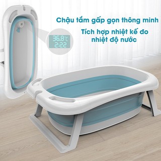 Thau Tắm Cho Bé Cảm Biến Nhiệt Độ [ Tặng Kèm Phao Cho Bé ] - Thau Tắm Cho Bé Gấp Gọn Hàng Chính Hãng