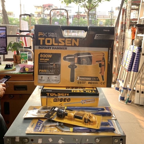 Máy khoan bê tông 3 chức năng 800w 26mm sds-plus industrial hammer drill machine tolsen 79510