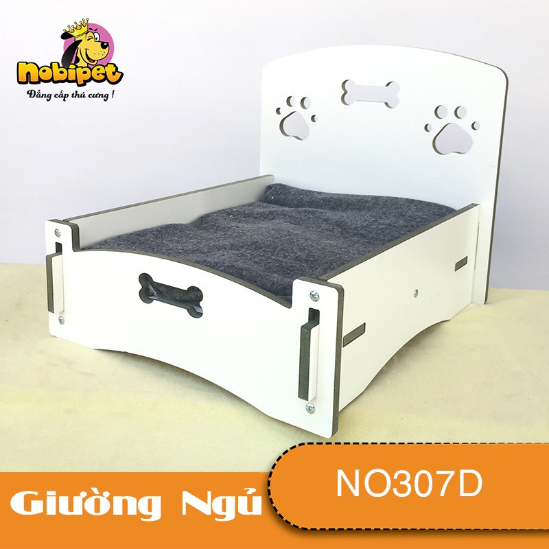 Giường Nằm Gỗ Lắp Ráp Queen Mini Trắng Sáng Cho Dòng Chó Mèo Nhỏ