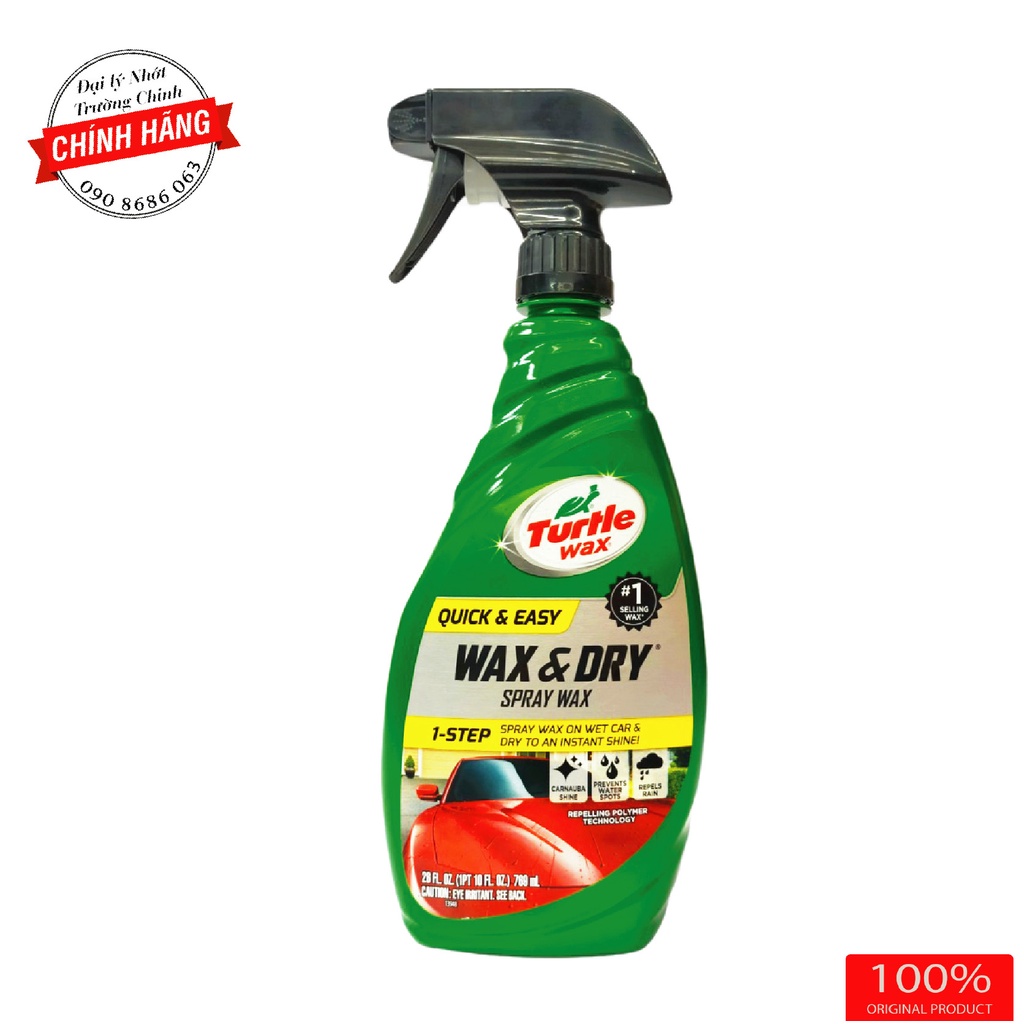 Chai dưỡng bóng sơn xe cao cấp Turtle Wax &amp; Dry nhập khẩu USA 769ML