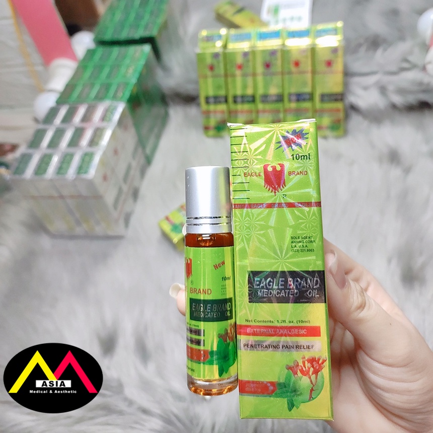 Dầu gió EAGLE Brand con ó lăn đau đầu chóng mặt say tàu xe massage singapore 10 12ml