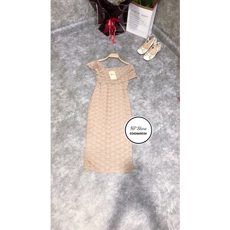 Váy lệch vai body chất xốp mềm siêu tôn dáng 3 màu