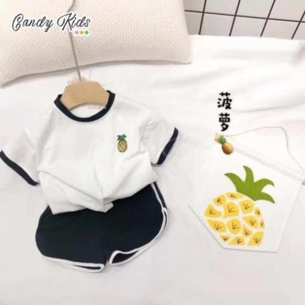 ( KIBO ) Set đồ bộ ngắn tay in họa tiết trái cây xinh xắn dành cho bé