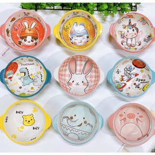Bát sứ ăn dặm cho bé có quai cầm size to 350ml xinh xắn - S54