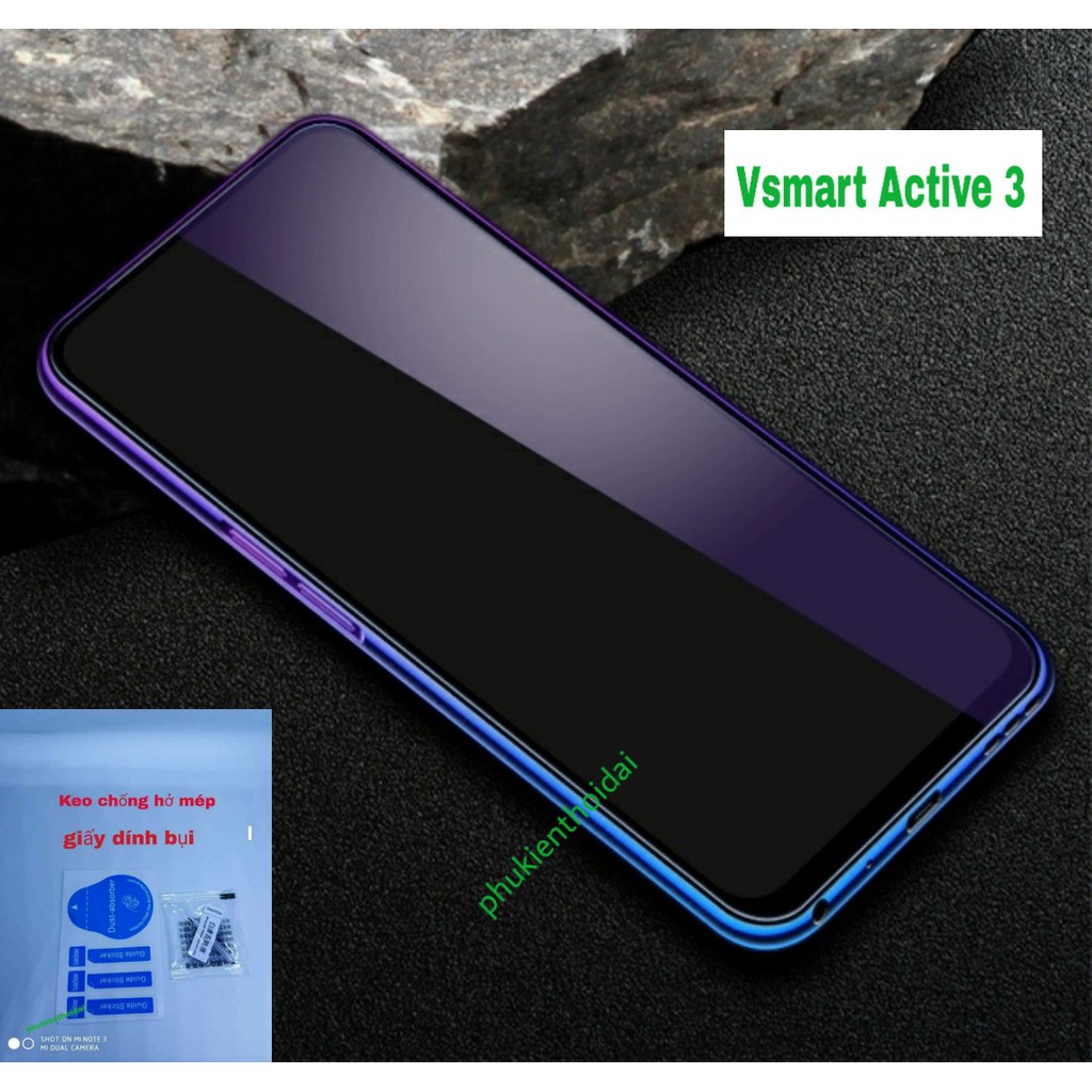 Kính cường lực Vsmart Active 3 / Joy 4 / Live 4 tím chống tia UV hại mắt 9H / 2.5D ( TẶNG KEO MÉP )