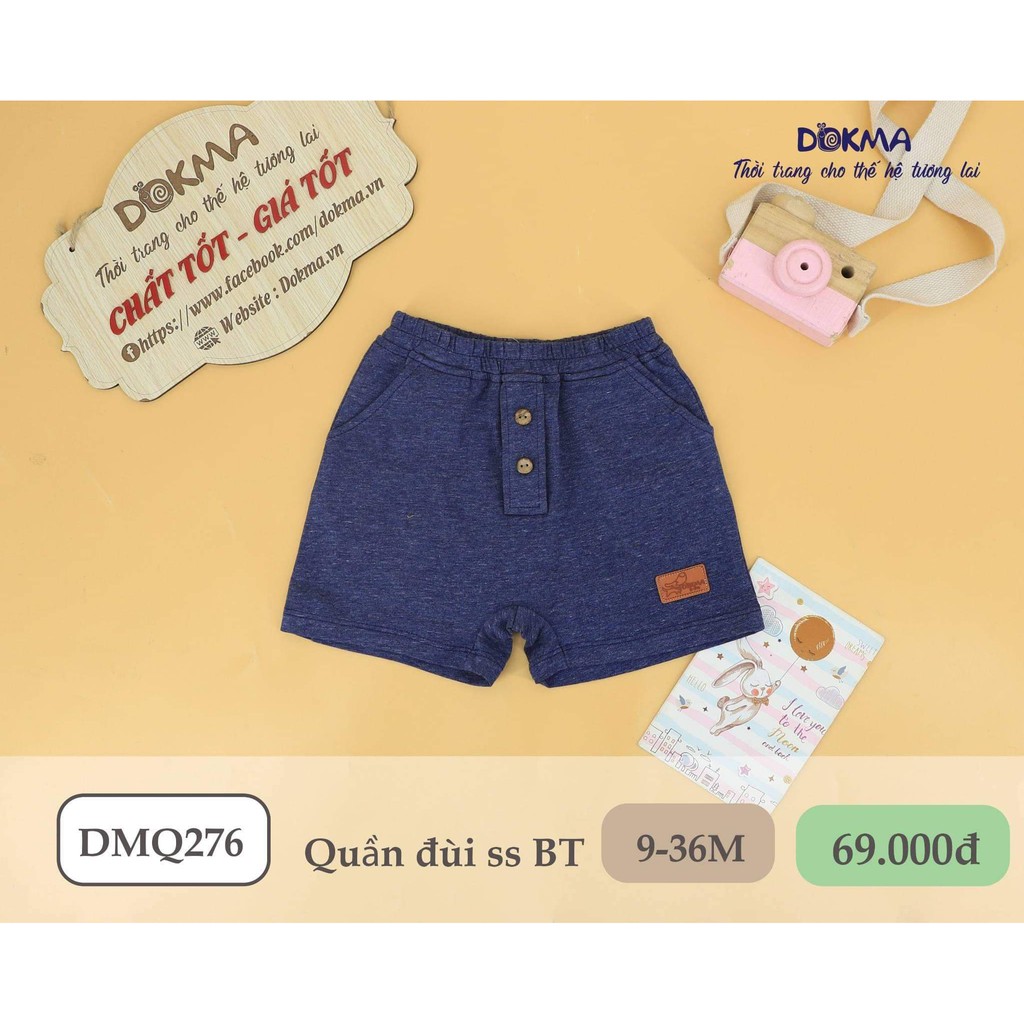 (6-&gt;18 tháng) Quần đùi bé trai Dokma đính cúc 100% cotton Mỹ cao cấp (DMQ276 )