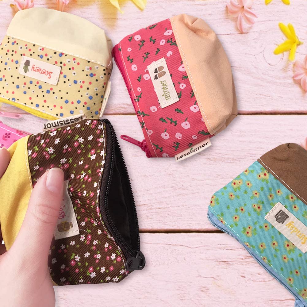 Cute Canvas Small Purse Canvas Wallets, Floral Coin Purse, Coin Purse Canvas Cute Small Purse with Zipper for Women and Girls YUE