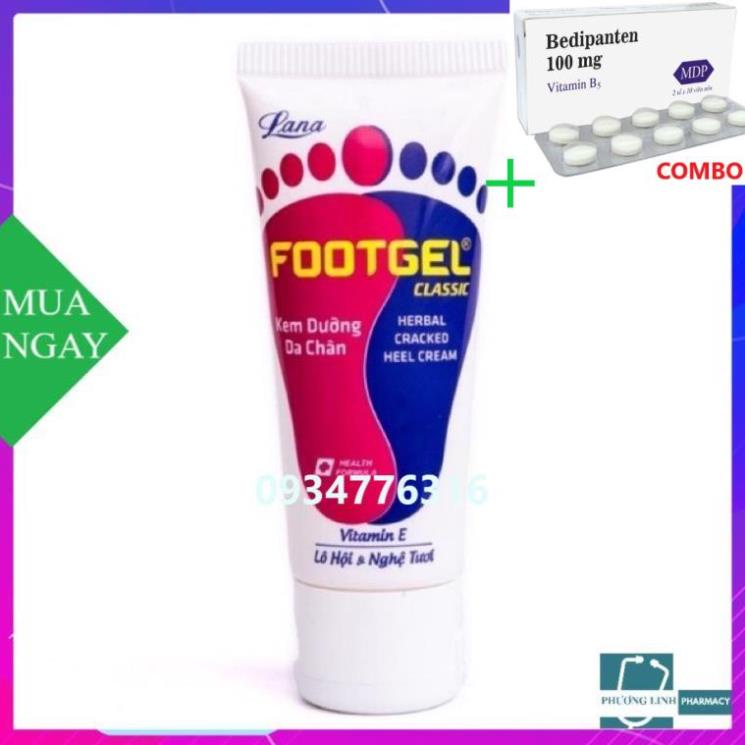 Combo Bedipanten 100mg +  Kem dưỡng da chân FOOTGEL (50g)