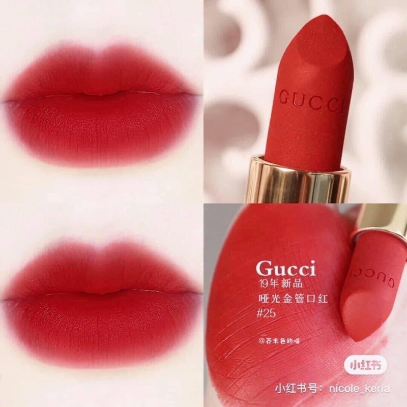 Son kem/ thỏi Gucci Mat 25 Godie Red mini& full size chính hãng- LAMII BEAUTY