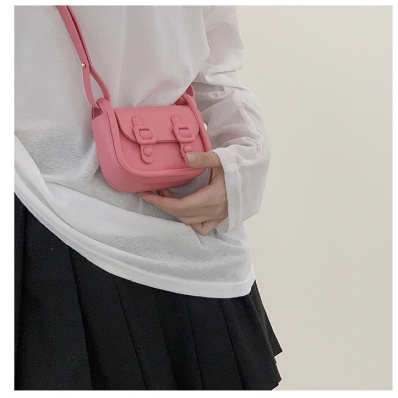 Túi đeo chéo nữ mini hai cúc dáng vuông màu pastel lacohouse T48