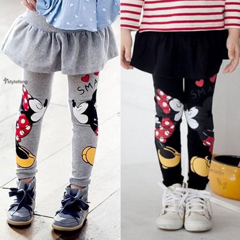Quần legging dài in hình chuột Mickey Minnie dễ thương cho bé gái