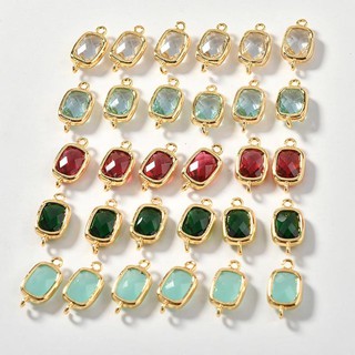 Phụ kiện tự làm trang sức bằng đồng thau mạ vàng 18k thiết kế hình vuông đính pha lê sang trọng