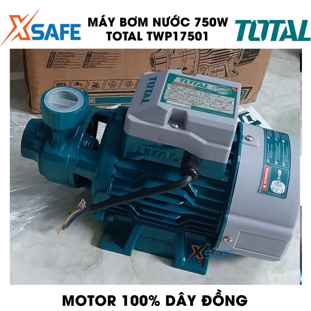 Máy bơm nước 750W TOTAL TWP17501 motor dây đồng Máy bơm nước Total chiều cao bơm tối đa 52m, lưu lượng tối đa 50 lít/ph