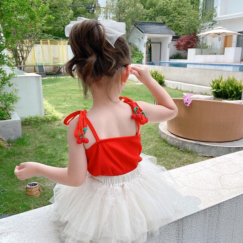 Áo Hai Dây Mỏng Họa Tiết Dâu Tây Thời Trang Mùa Hè Mới Cho Bé Gái