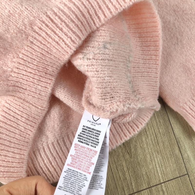 Áo len bé gái Primark mềm mịn màu hồng