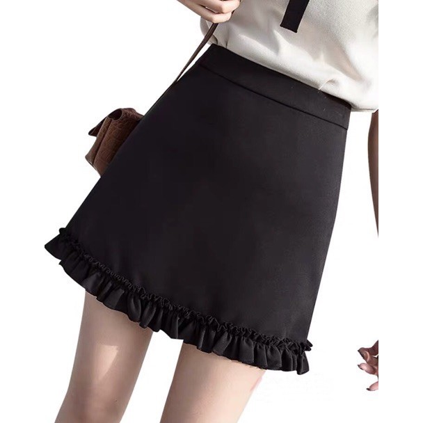 Chân váy chữ a phối bèo chân thời trang